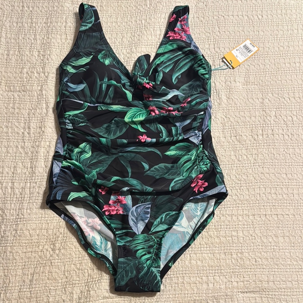Women’s One Piece Swimsuit with V-Neckline and Ruching